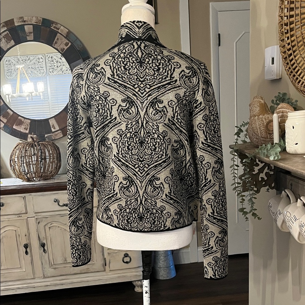 Chico’s Black And Silver Patterned Open Blazer - image 2